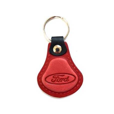 Kožená kľúčenka / prívesok na kľúče Ford červená